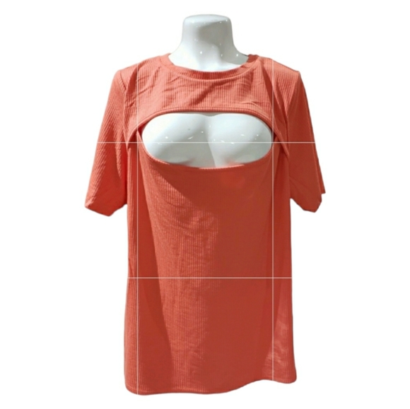 NWT WOMEN'S AVA & VIV SLIM FIT SHORT SLEEVE RIBBED SHIRT - Picture 4 of 9